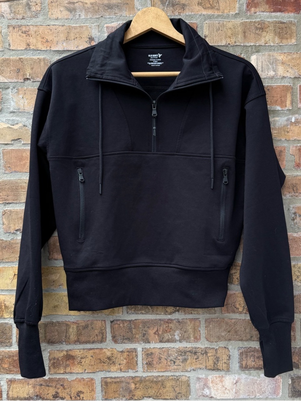 Old Navy Active Black Dynamic Fleece 1/4 Zip Shirt Sweater Sweatshirt S Tall